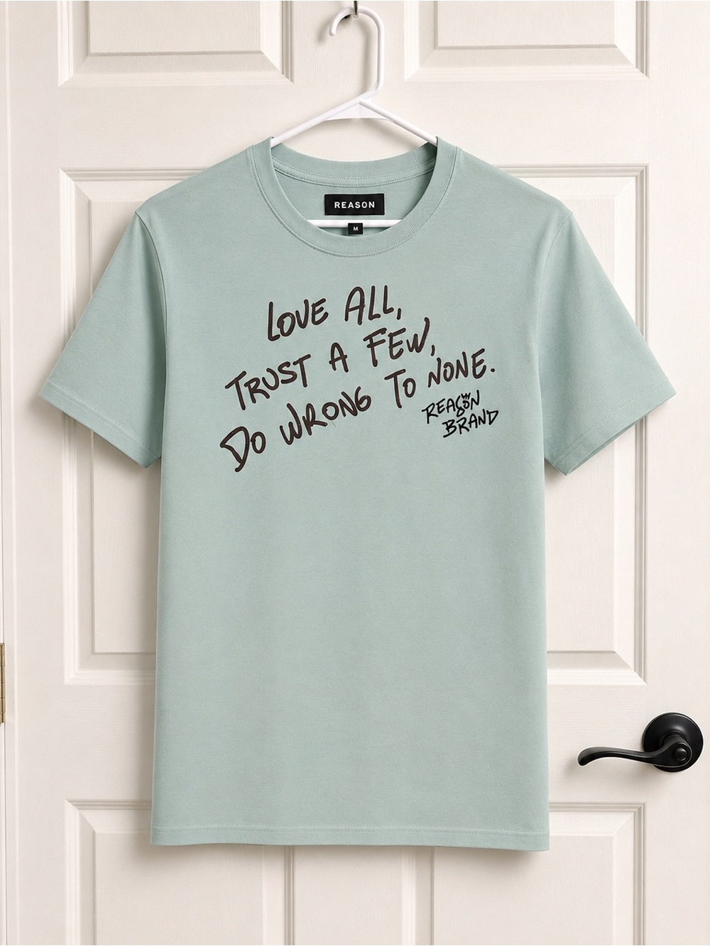 Reason Brand Sage Green Handwritten Message Tee